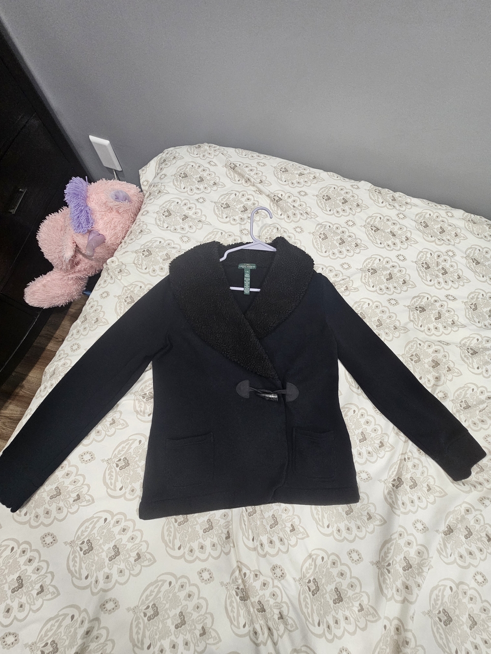 Lauren Ralph Lauren Black Sherpa-Lined Cardigan